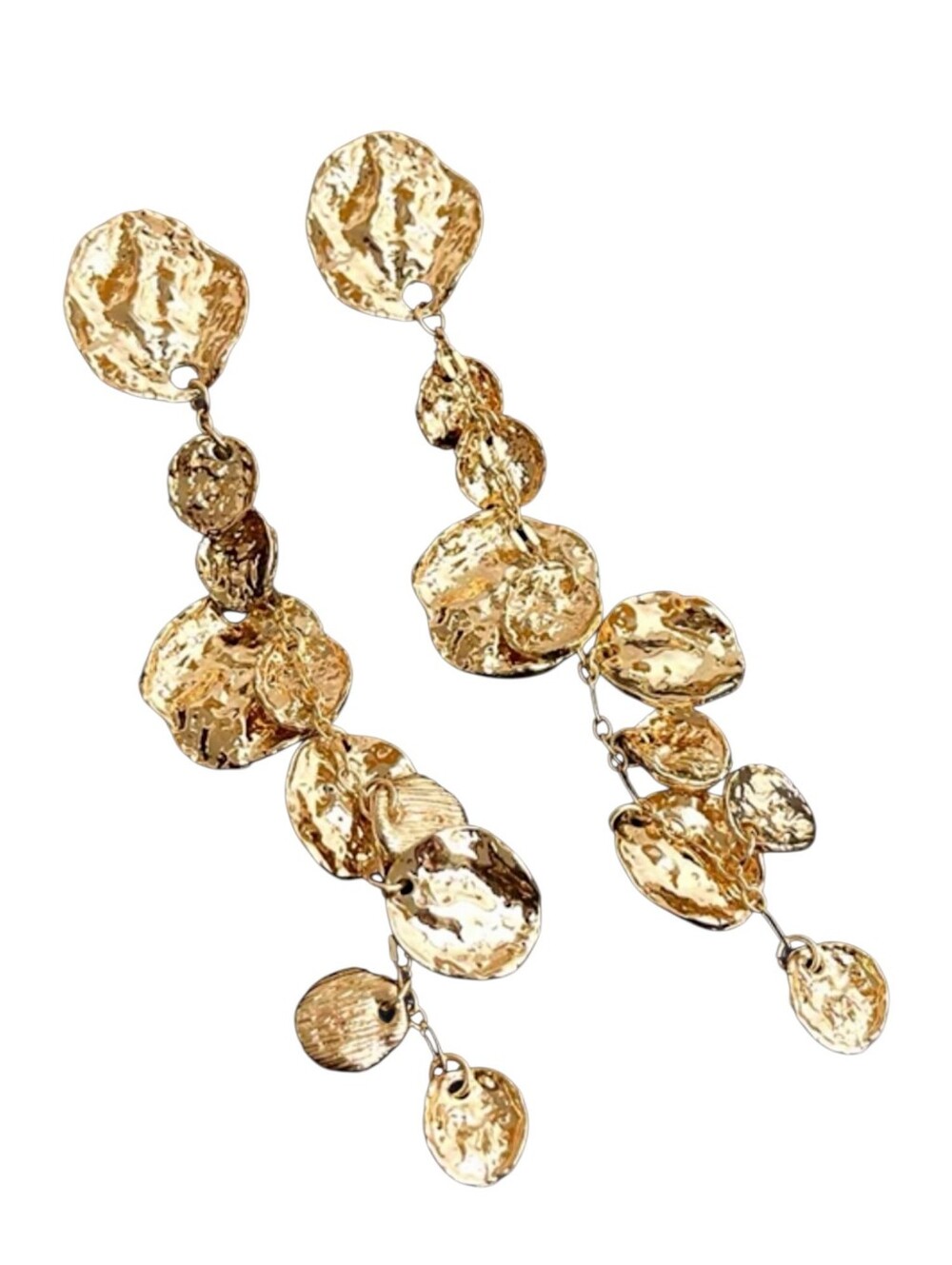 ▪️Zara Hammered Gold Coin Statement Drop Earrings NWOT